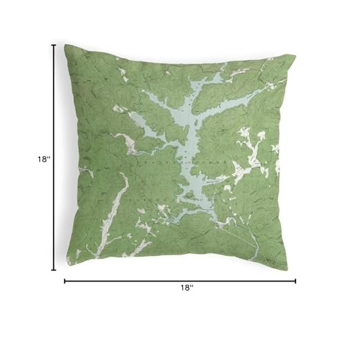 Burton Lake, GA Nautical Map Noncorded Indoor/Outdoor Pillow 18x18. Picture 2