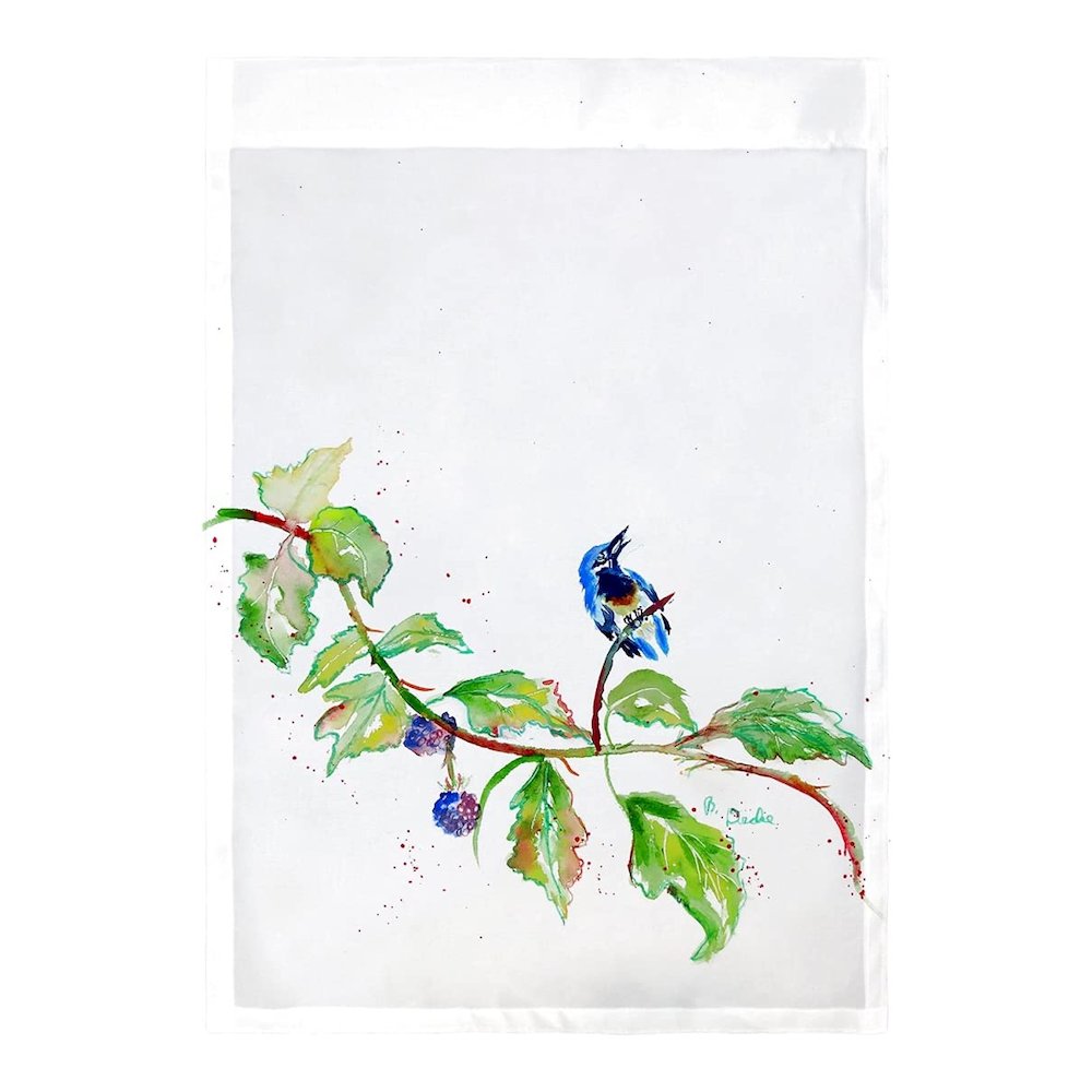 Bird & Blackberries Flag 12.5x18. Picture 1