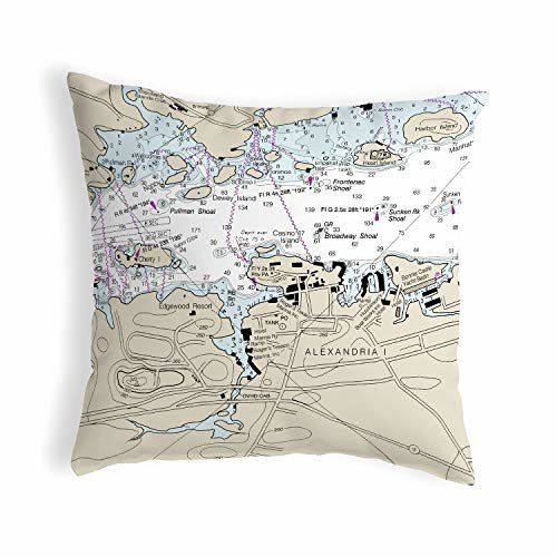 Alexandria Bay, NY Nautical Map Noncorded Indoor/Outdoor Pillow 12x12. Picture 2