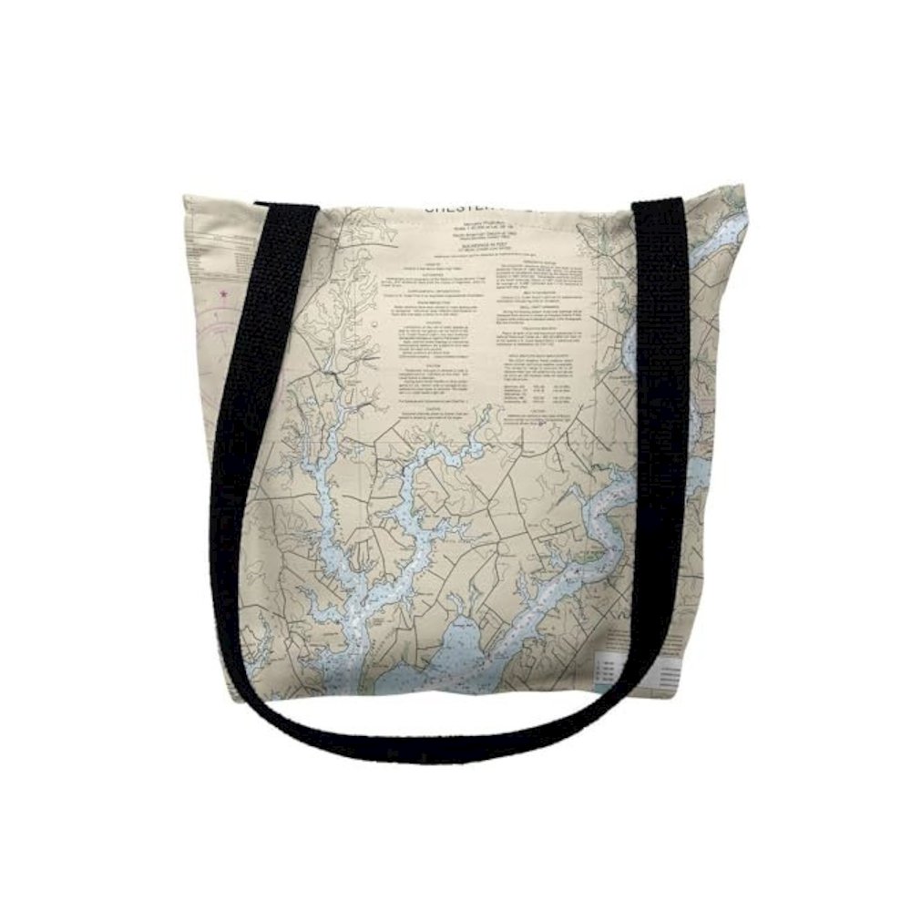 Chester River, MD Nautical Map Medium Tote Bag 16x16. Picture 1