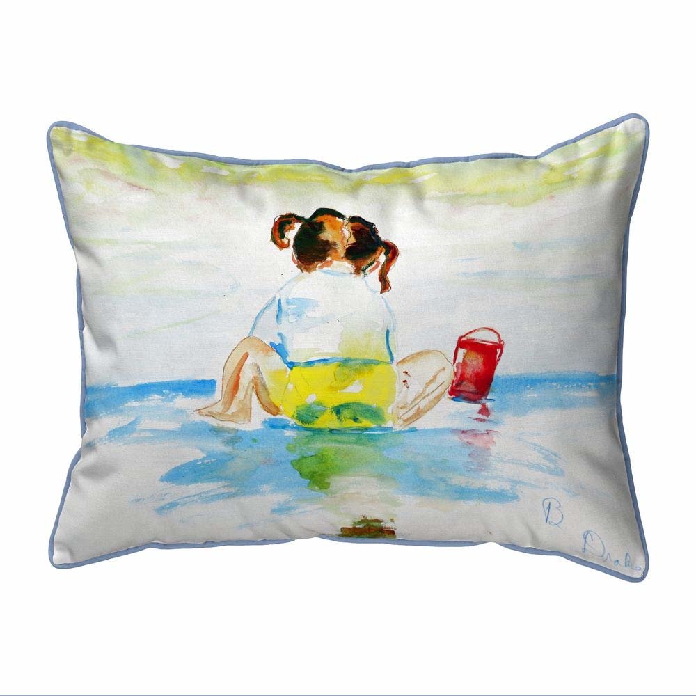 Pigtails Playing Large Indoor/Outdoor Pillow 16x20. Picture 1