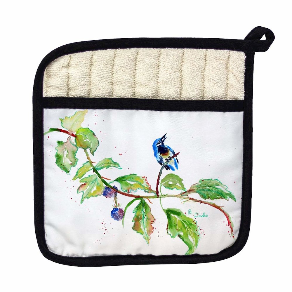 Bird & Blackberries Pot Holder. Picture 1