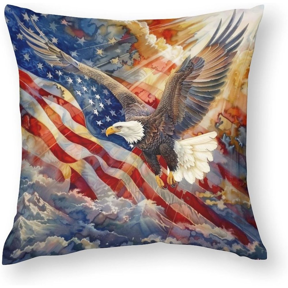 US Flag Eagle Extra Large Zippered Pillow Cover Only (No Insert) 22x22. Picture 1