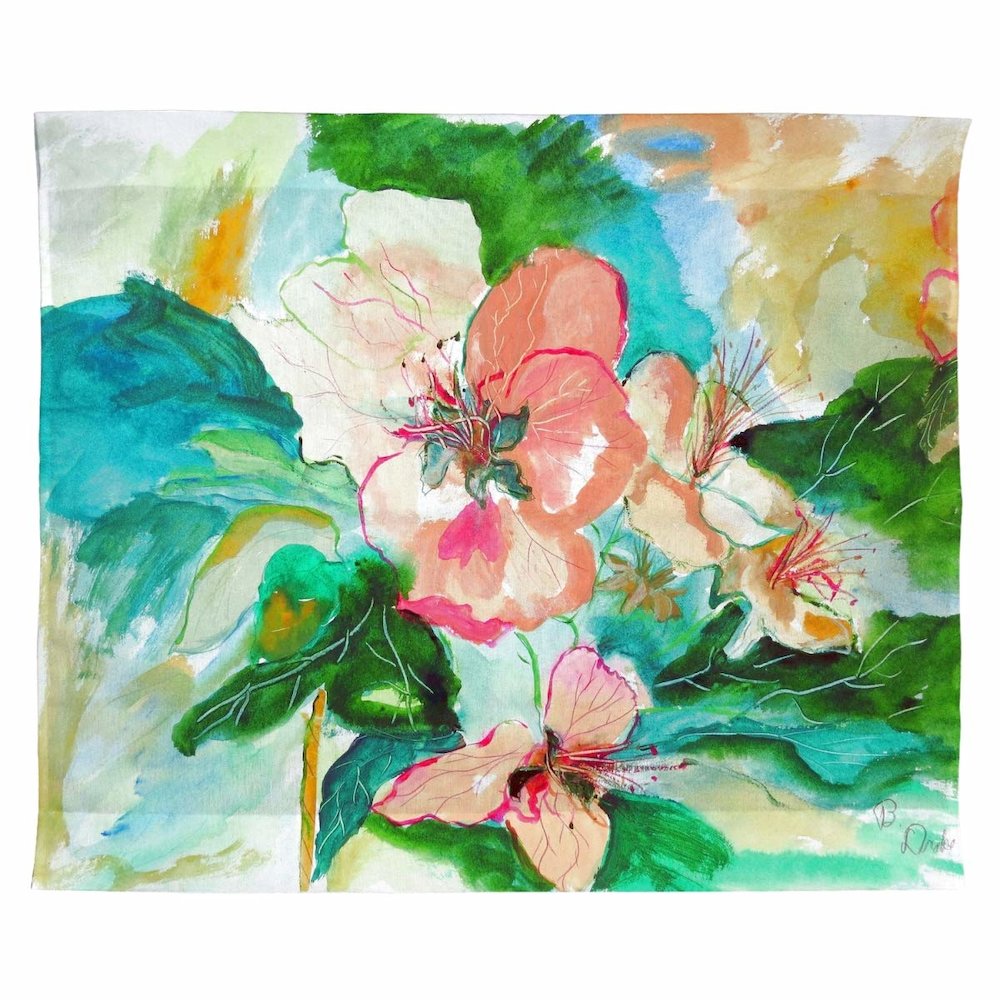 Peach Floral Wall Hanging 24x30. Picture 1