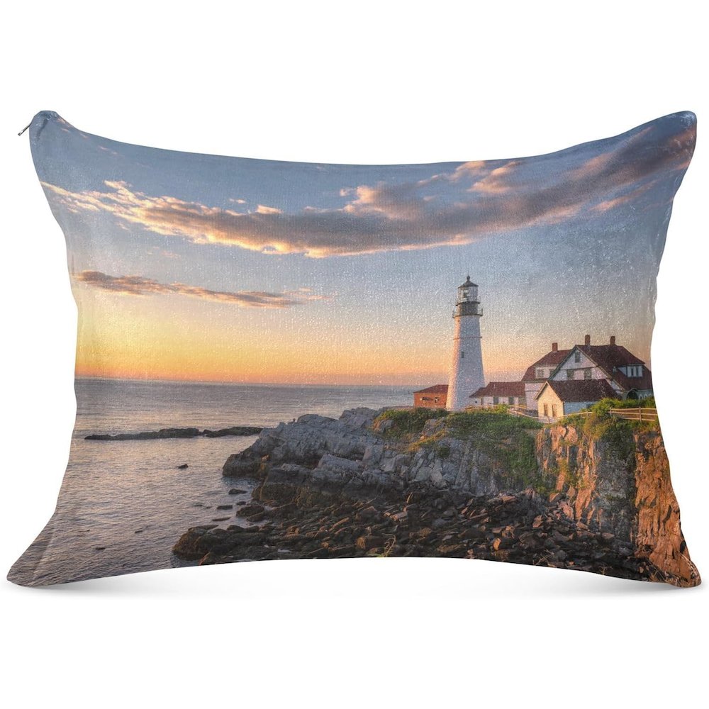 Nobska Lighthouse Extra Large Zippered Pillow Cover Only (No Insert) 20x24. Picture 1
