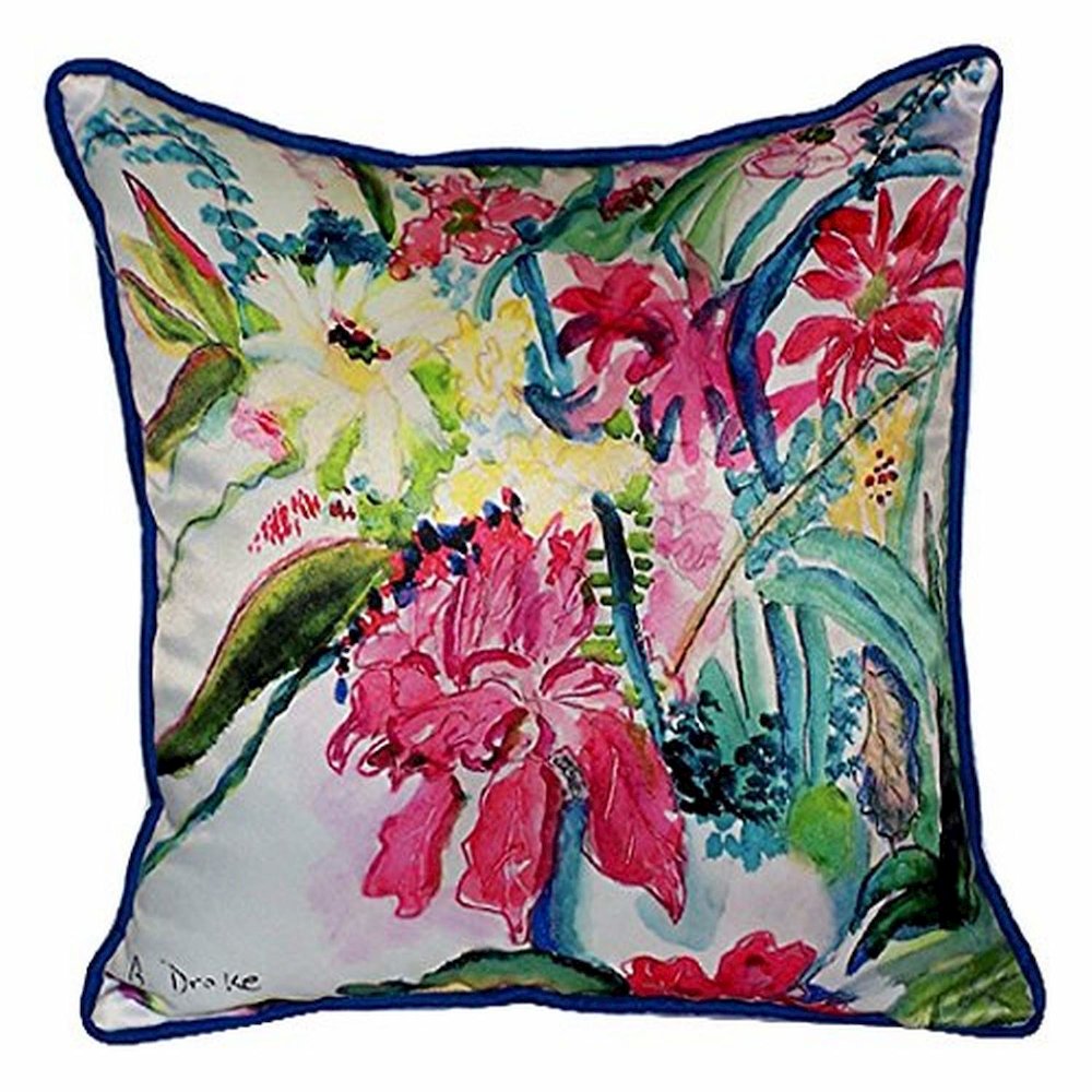 Multi Florals Extra Large Zippered Pillow 22x22. Picture 1
