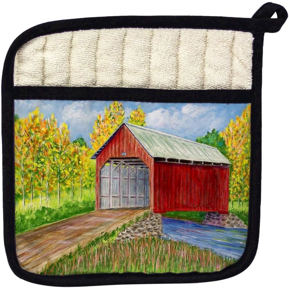 Betsy's Covered Bridge Pot Holder. Picture 1