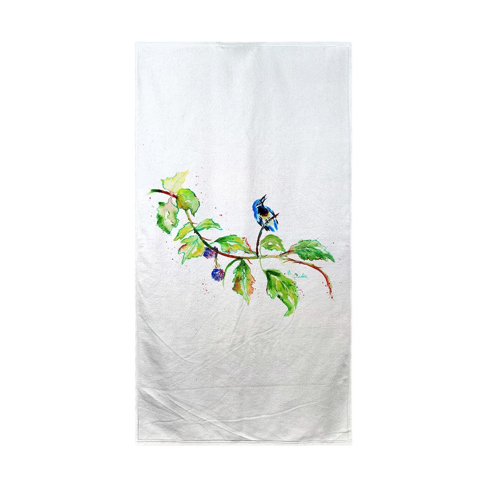 Birds & Blackberries Beach Towel. Picture 1