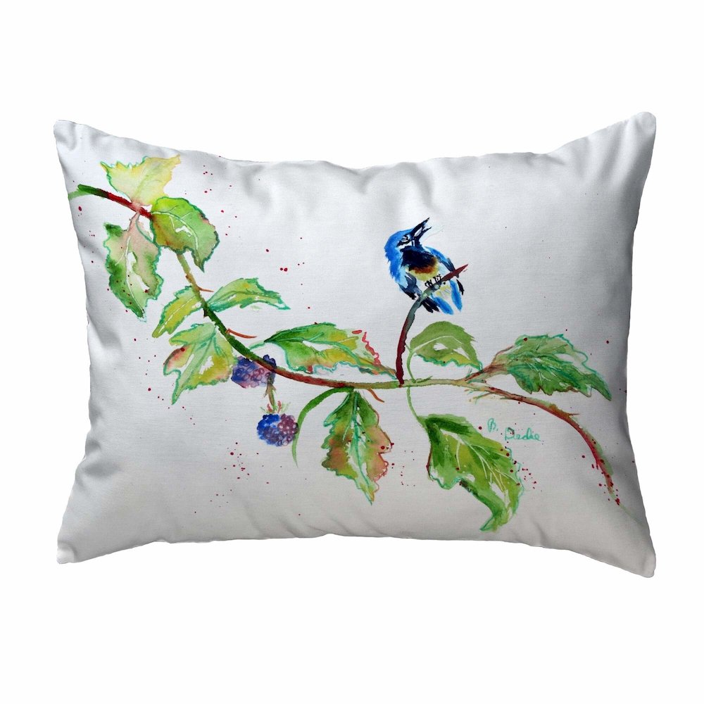 Bird & Blackberries Noncorded Indoor/Outdoor Pillow 11x14. Picture 1