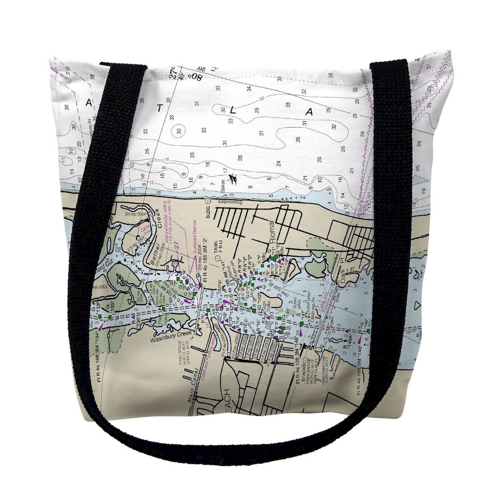 Vero Beach, FL Nautical Map Medium Tote Bag 16x16. Picture 1