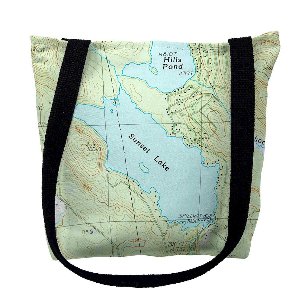 Sunset Lake, NH Nautical Map Medium Tote Bag 16x16. Picture 1