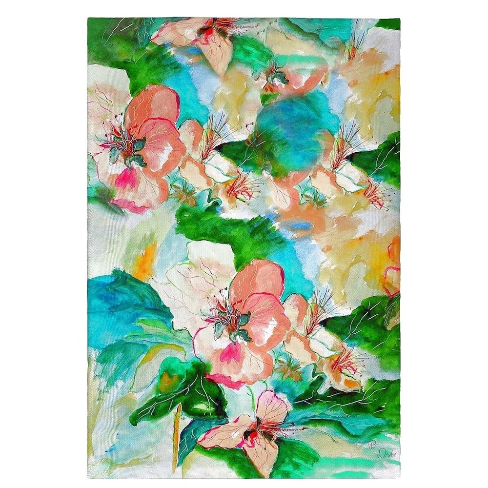 Peach Floral Guest Towel. Picture 1