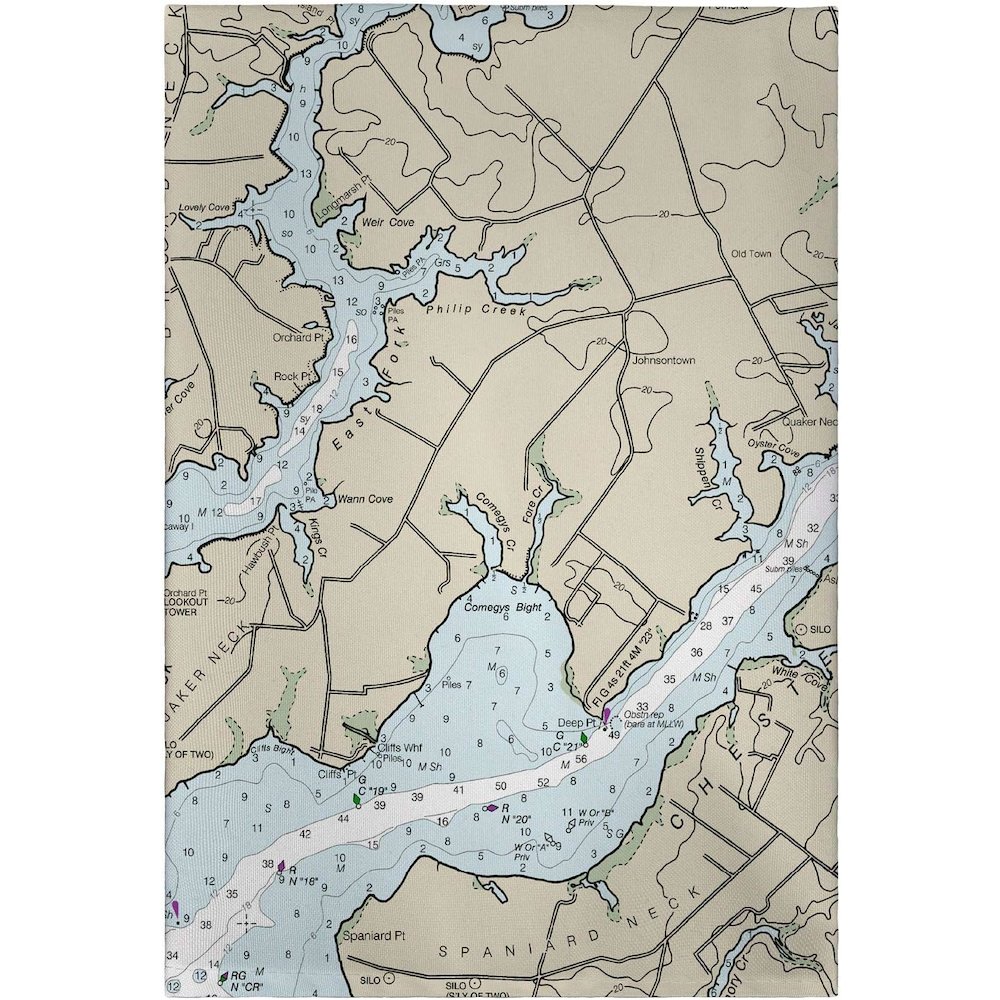 Chester River, MD Nautical Map Guest Towel. Picture 1