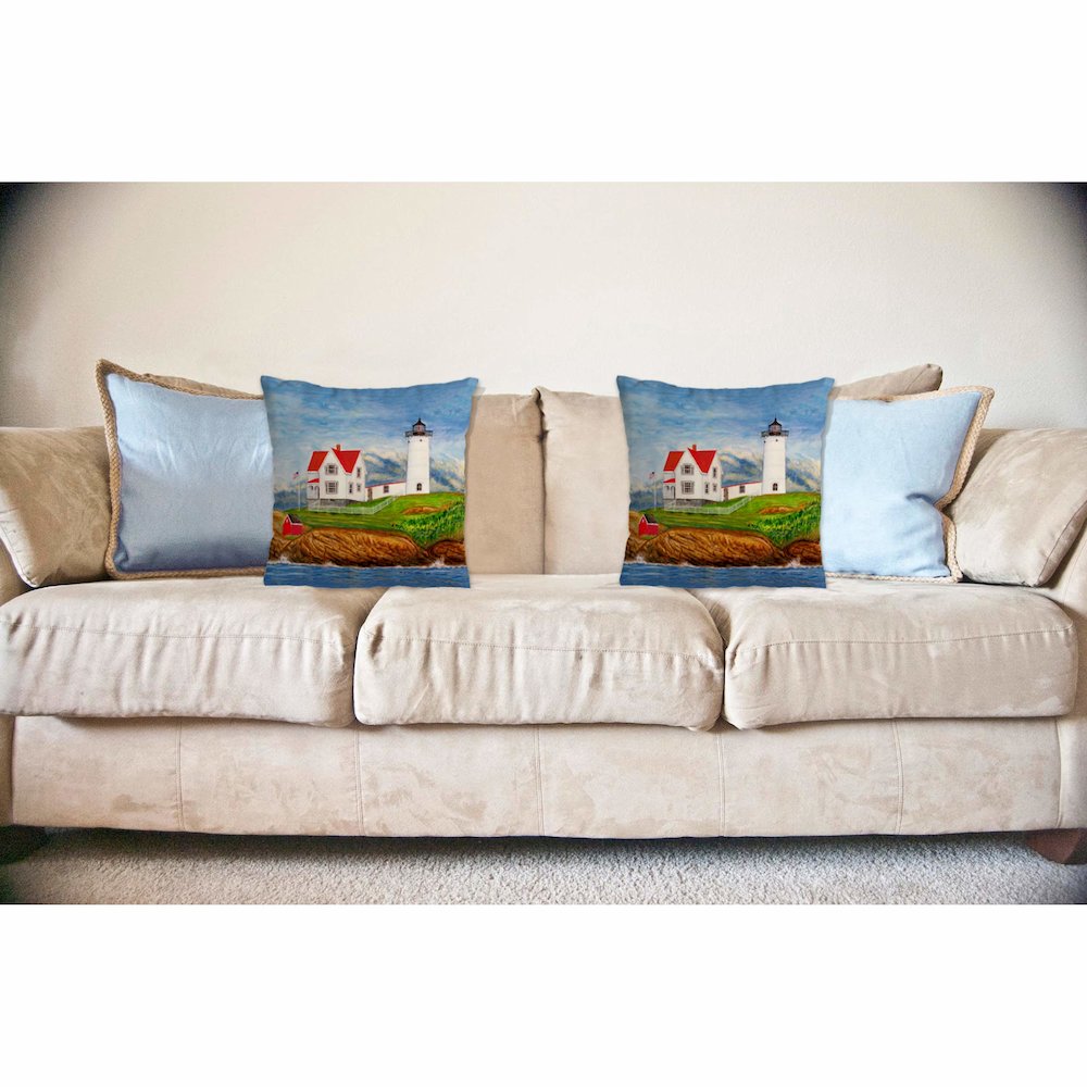Nubble Lighthouse No Cord Pillow 16x20. Picture 3