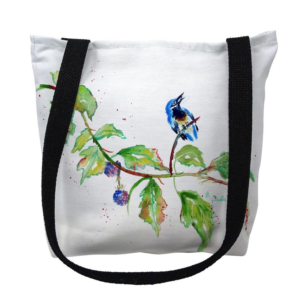 Bird & Blackberries Medium Tote Bag 16x16. Picture 1
