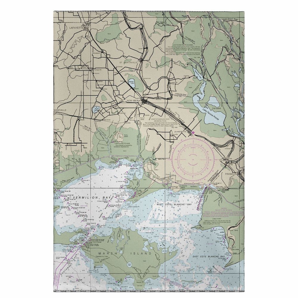 Vermilion Bay, LA Nautical Map Guest Towel. Picture 1