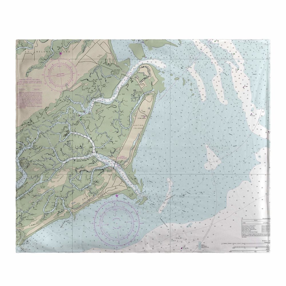 Fripp Island, SC Nautical Map Fripp Island Fripp Islandeece Throw. Picture 1