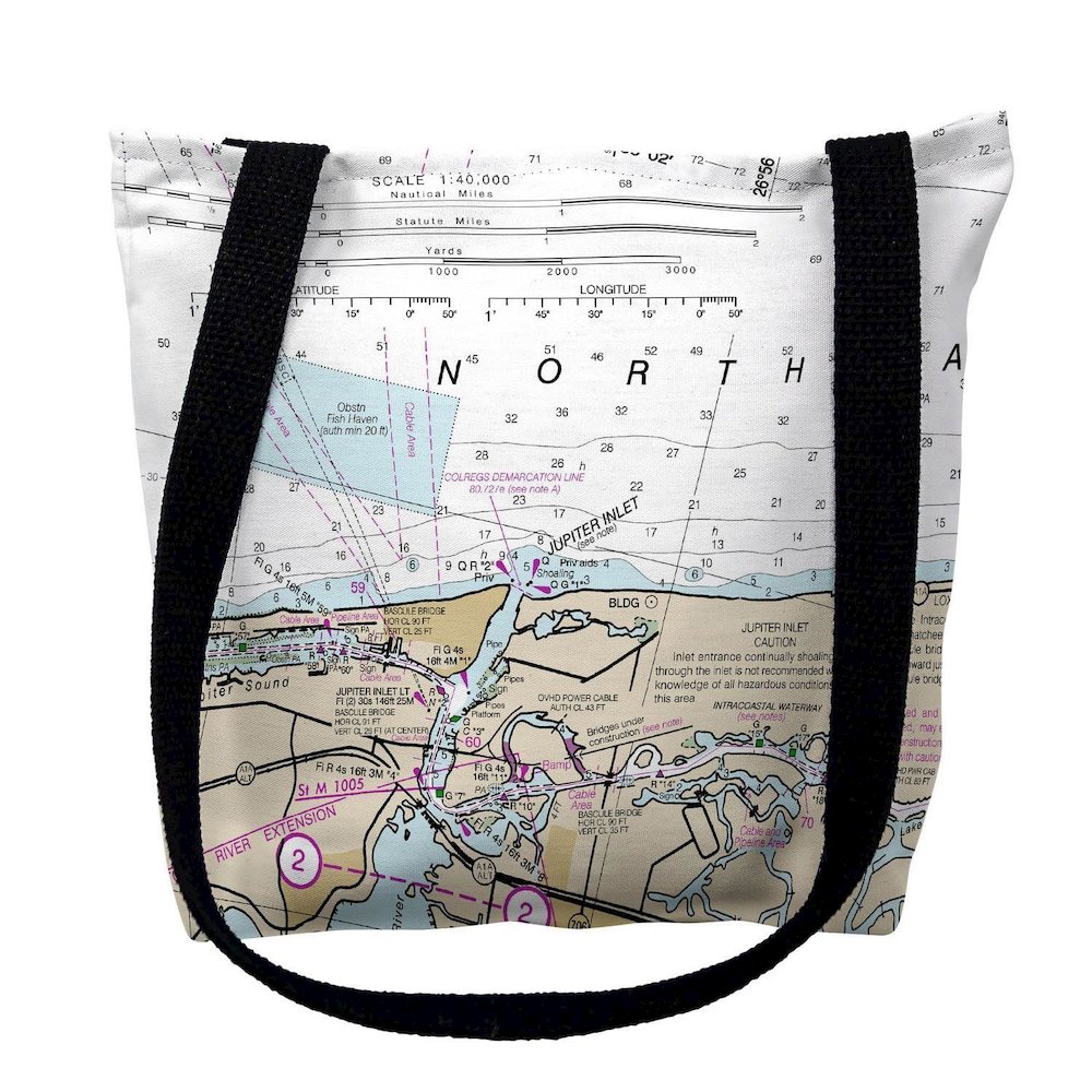 Jupiter, FL Nautical Map Medium Tote Bag 16x16. Picture 1