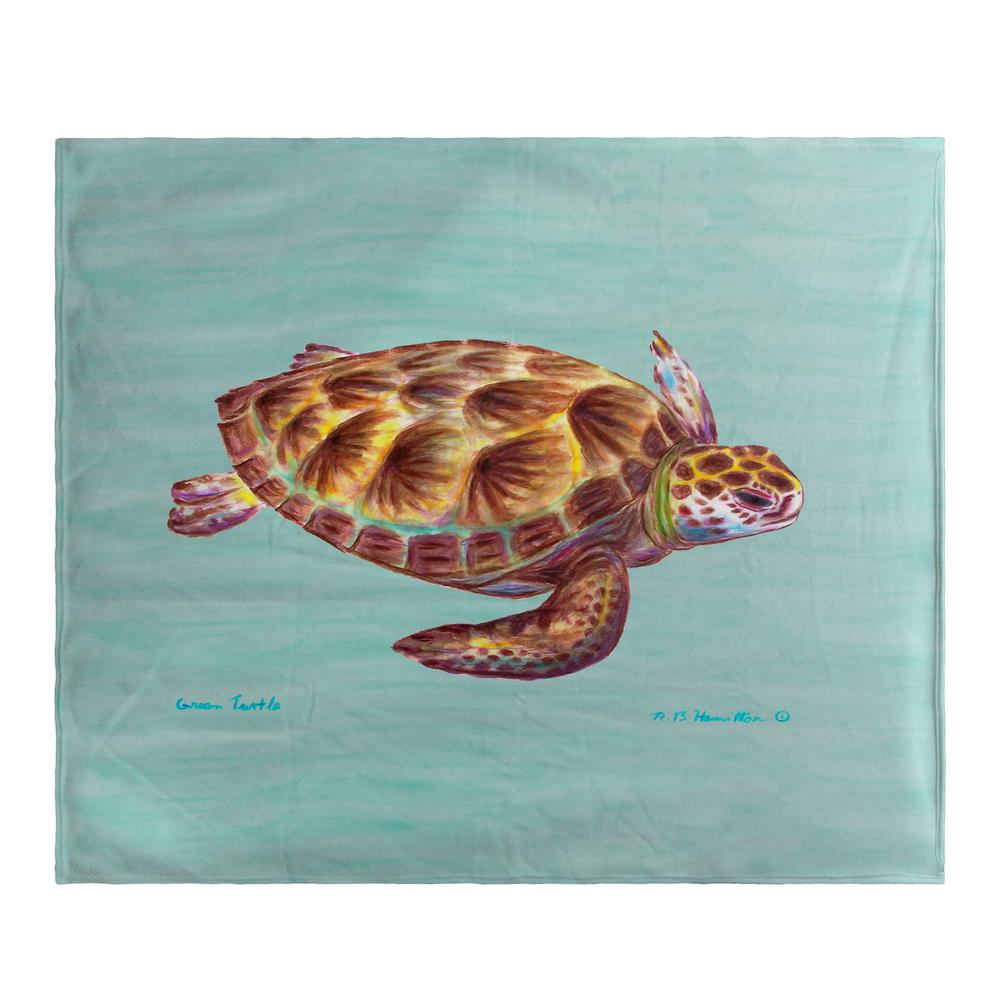 Green Sea Turtle Fleece Throw. Picture 1