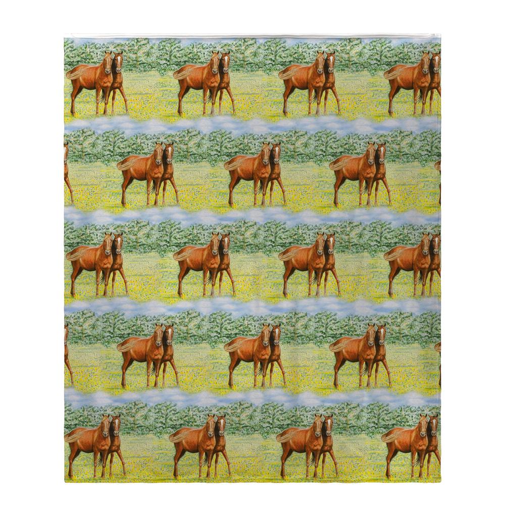 Two Horses Fleece Throw. Picture 1