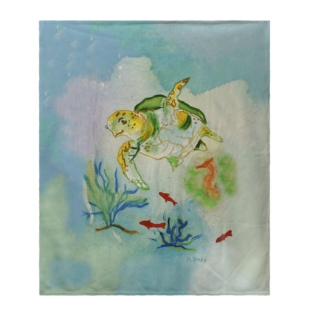 Betsy's Sea Turtle Fleece Throw. Picture 1