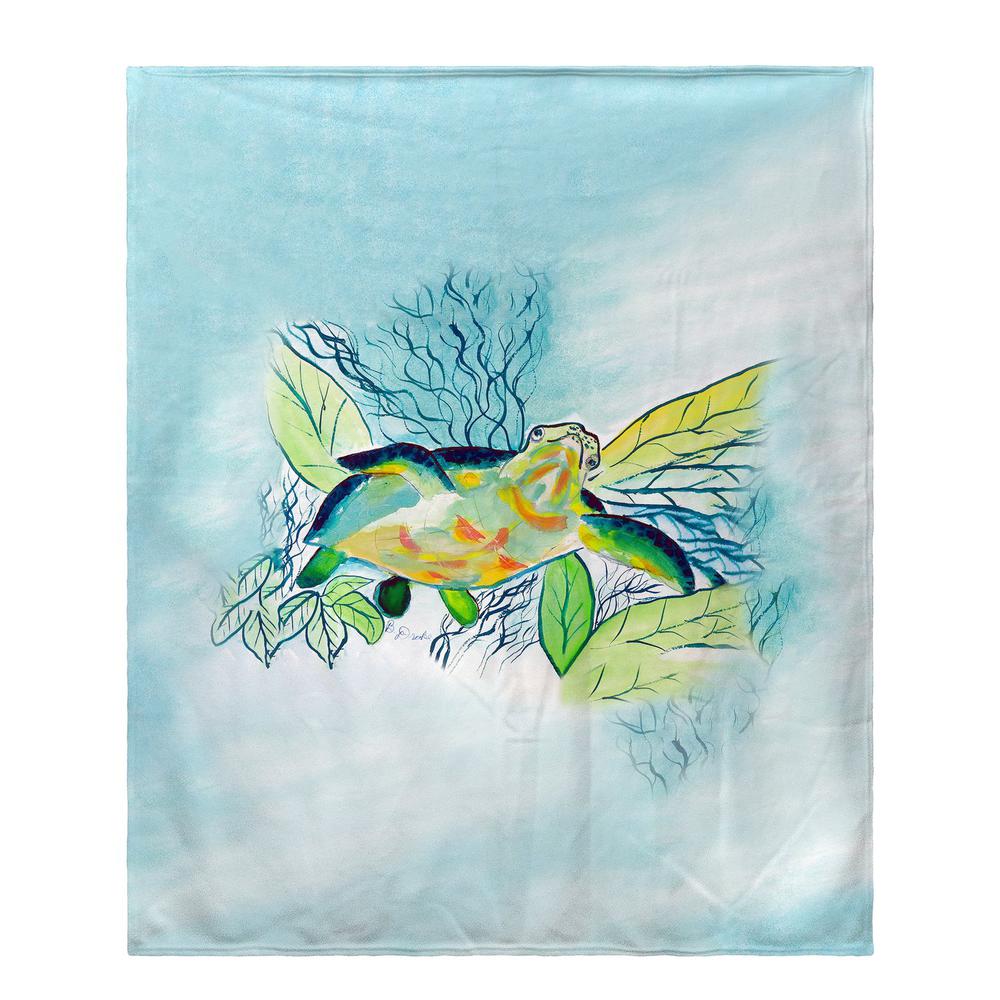 Smiling Sea Turtle Fleece Throw. Picture 1