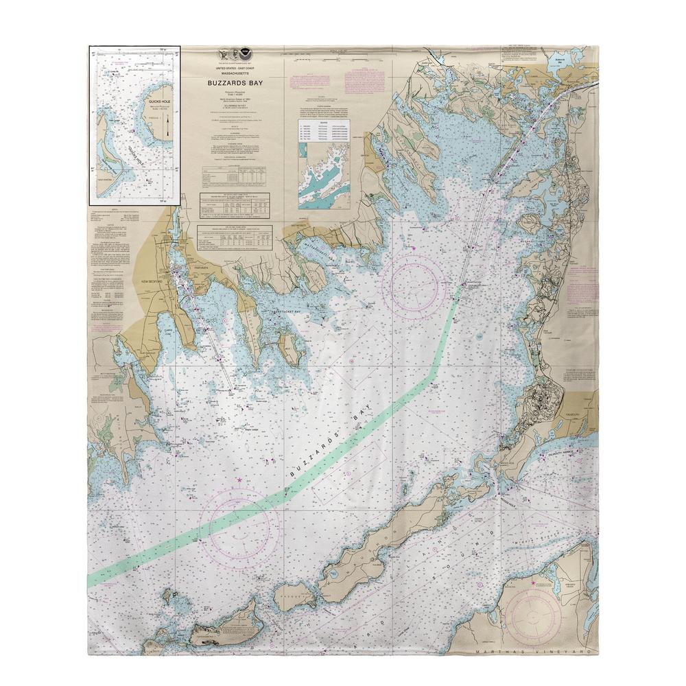 Buzzards Bay, MA Nautical Map Fleece Throw. Picture 1