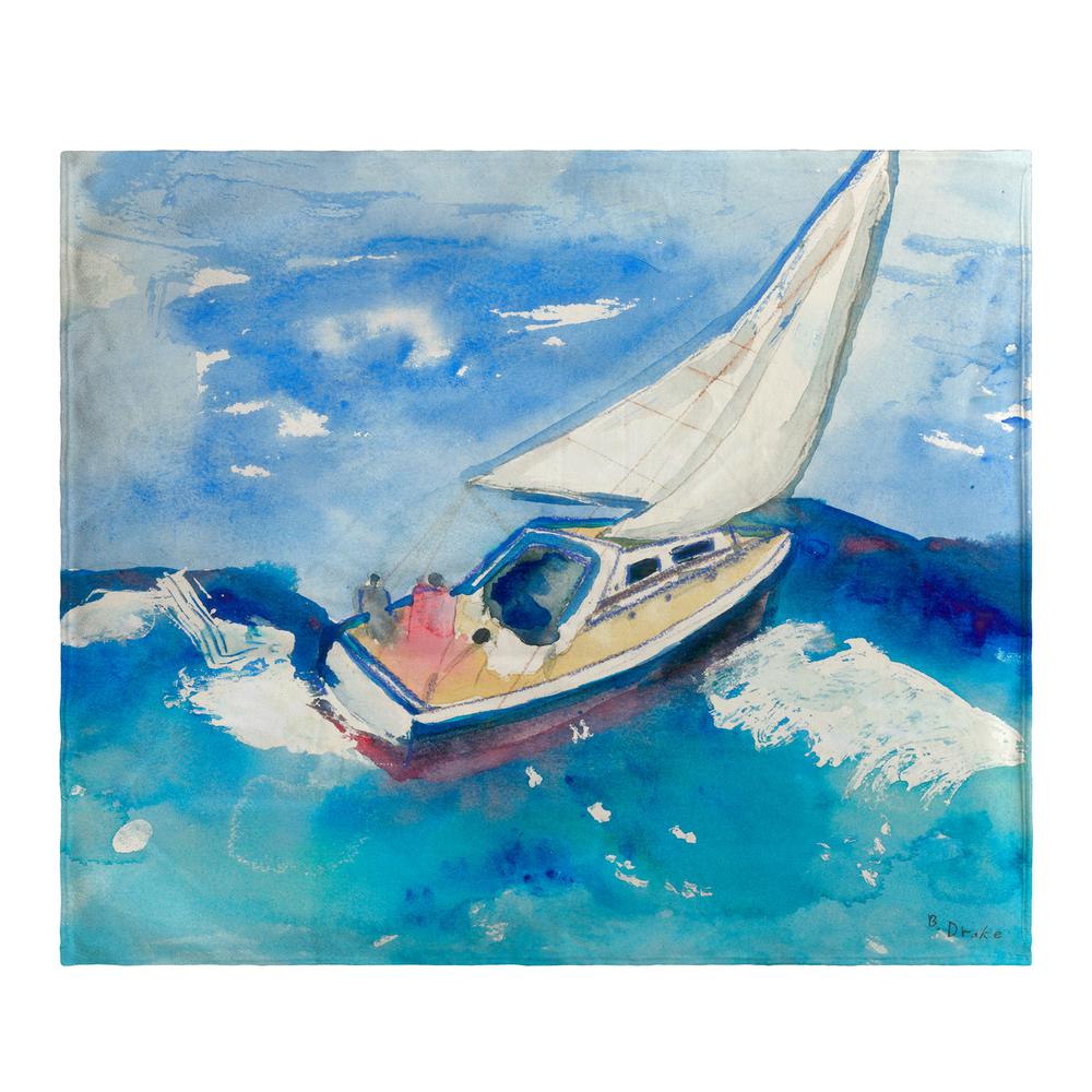 Betsy's Sailboat Fleece Throw. Picture 1