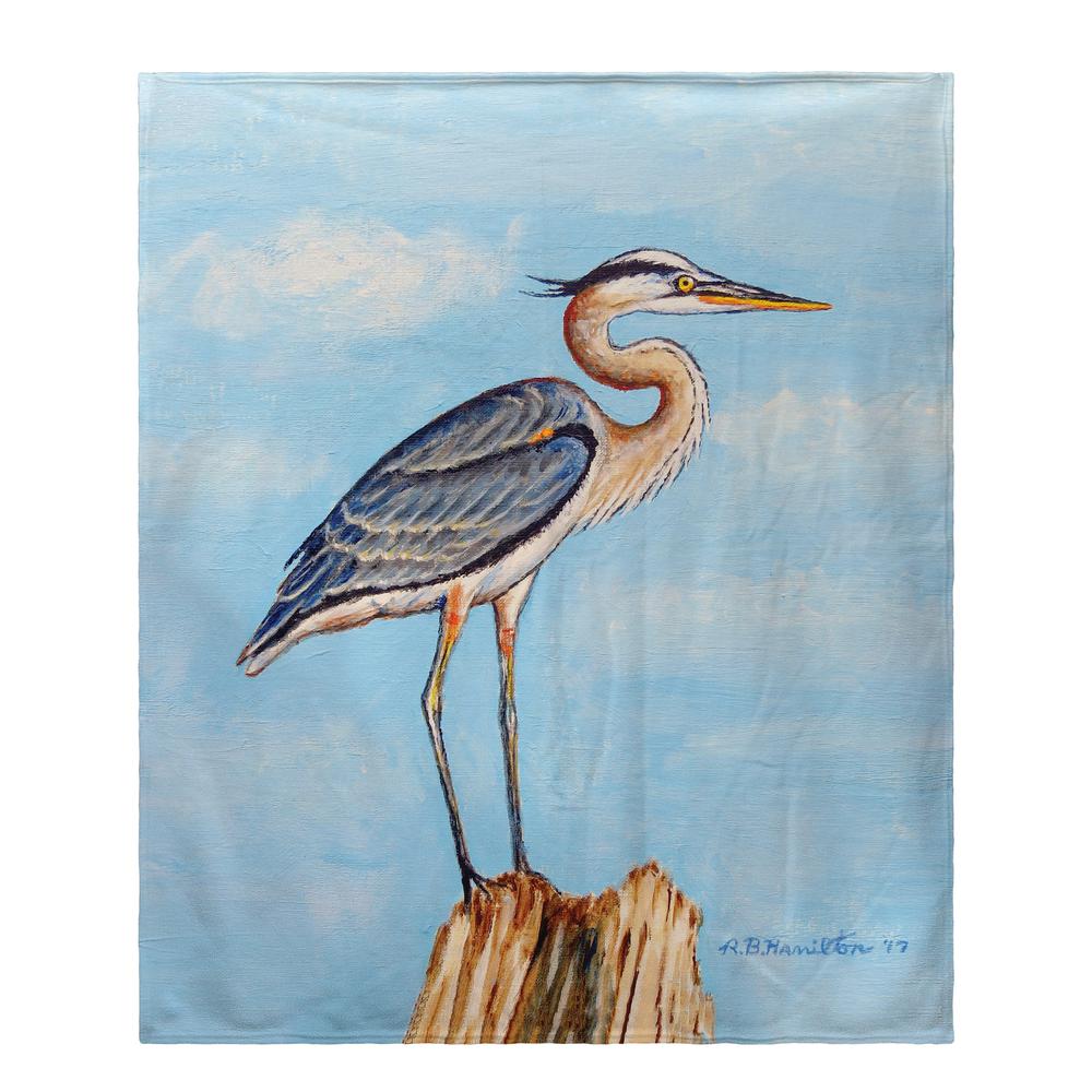Blue Heron on Stump Fleece Throw. Picture 1