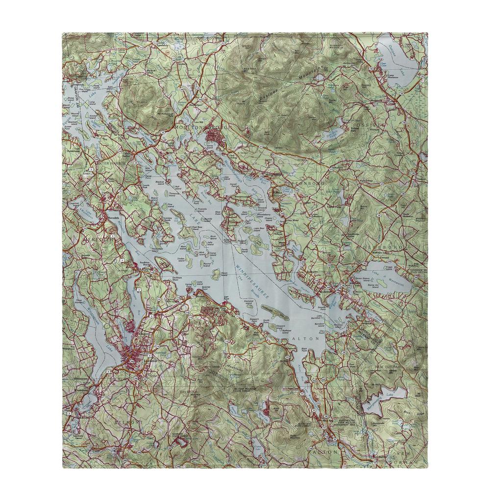 Lake Winnipesaukee, NH Nautical Map Fleece Throw. Picture 1