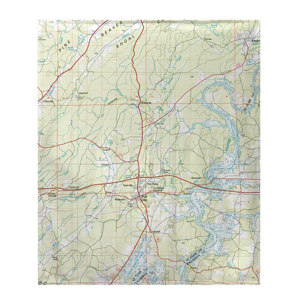 Logan Martin Lake, AL Nautical Map Fleece Throw. Picture 1