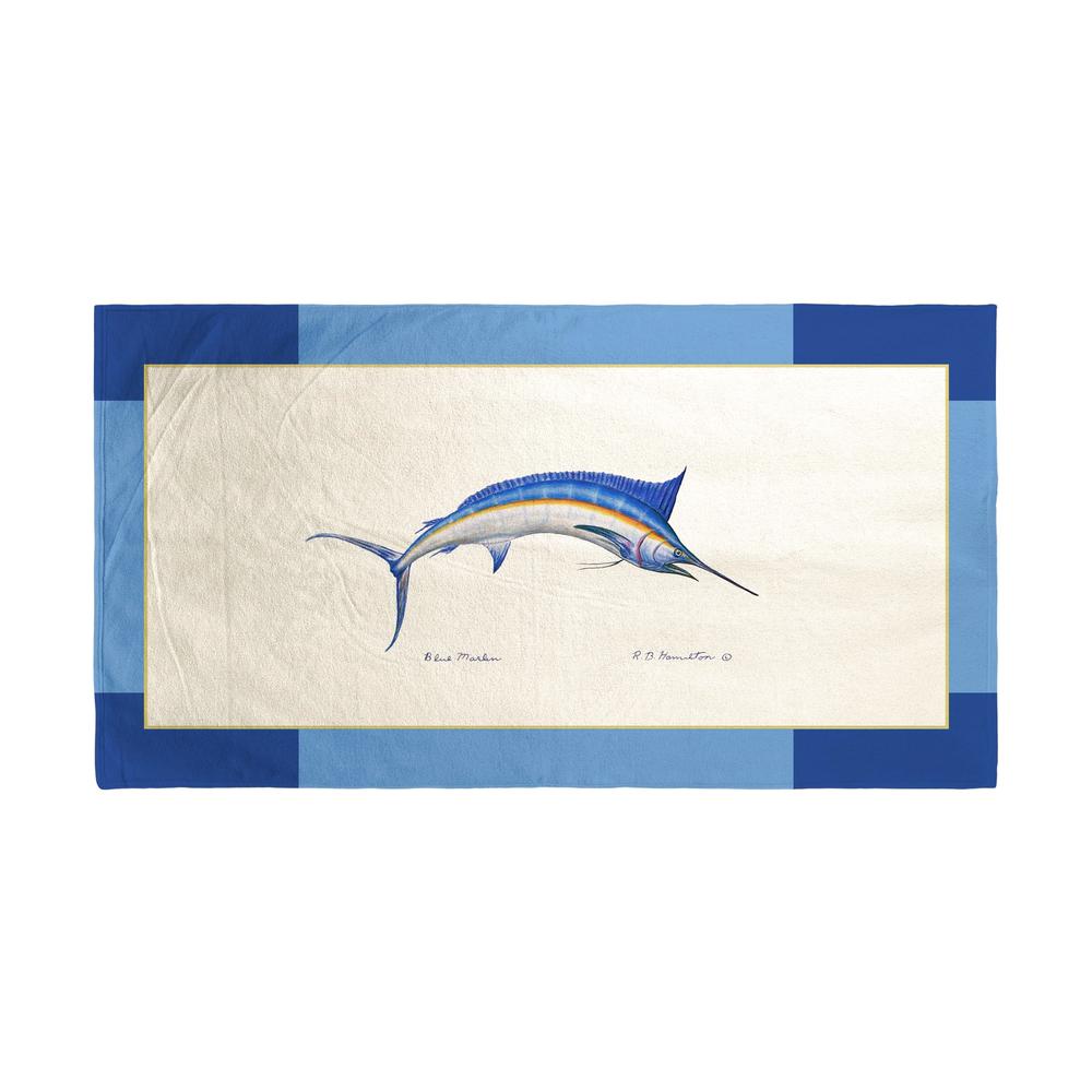 Blue Marlin Border Beach Towel. Picture 1