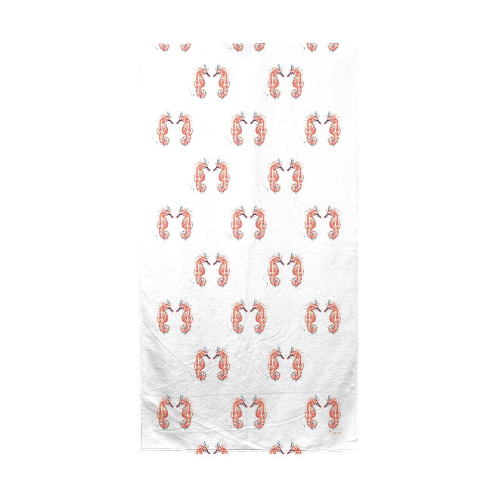 Coral Sea Horse Beach Towel. Picture 1
