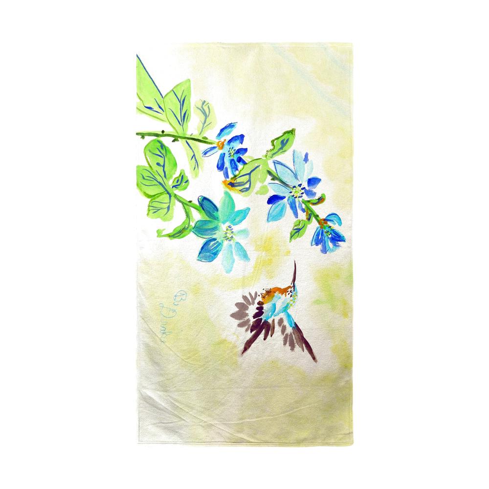 Aqua Hummingbird Beach Towel. Picture 1