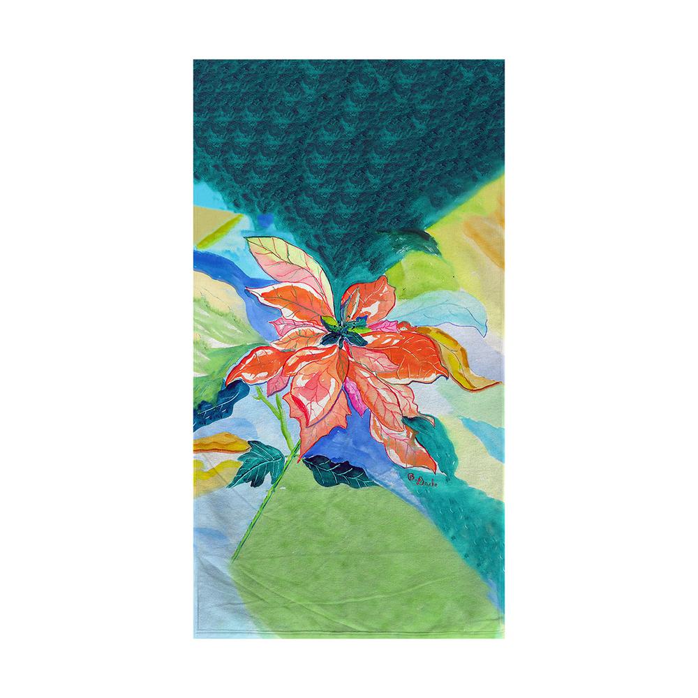 Peach Poinsettia Beach Towel. Picture 1