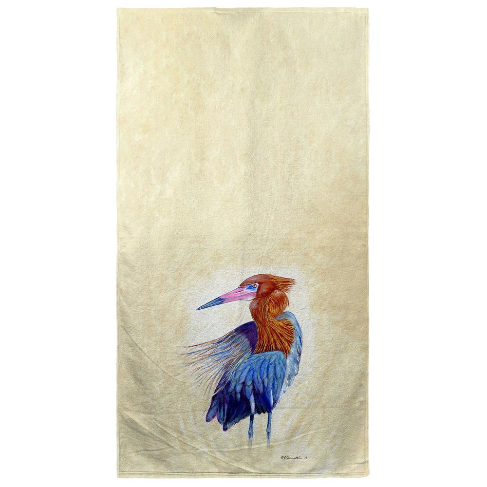 Reddish Egret Beach Towel Yellow. Picture 1