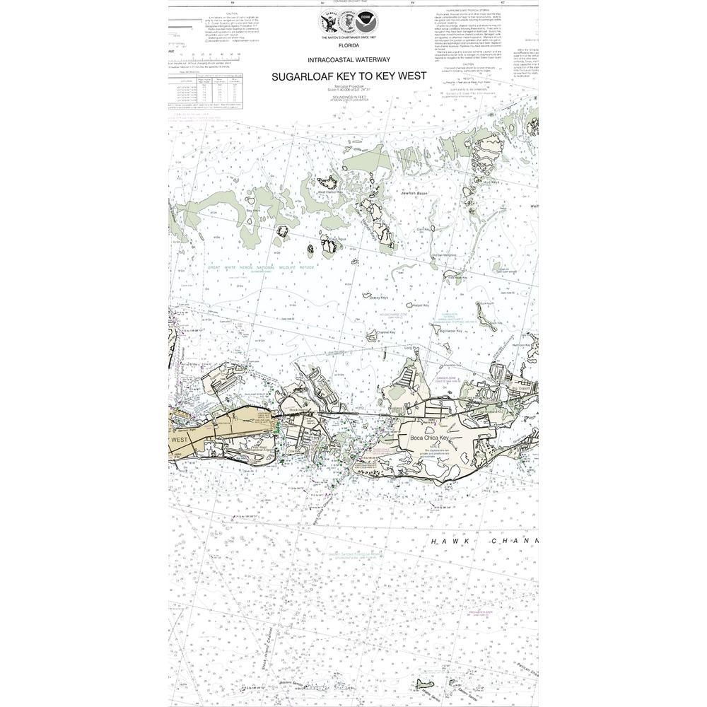 Sugarloaf Key to Key West, FL Nautical Map Beach Towel. Picture 1