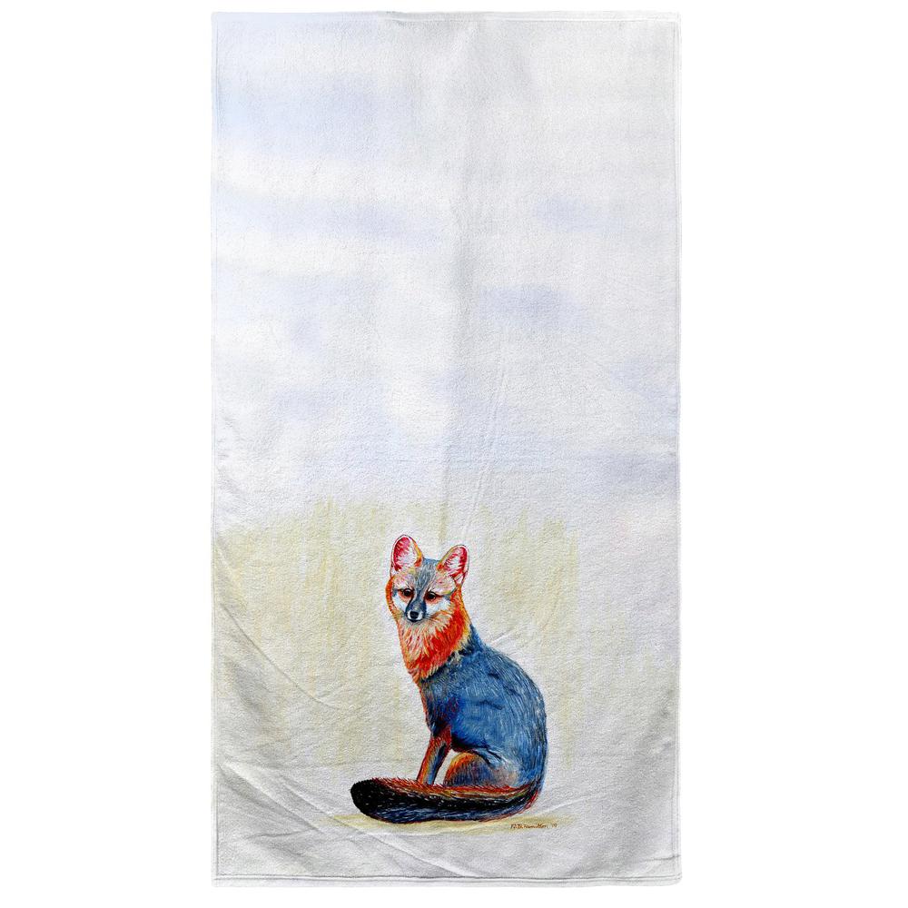Gray Fox Beach Towel. Picture 1