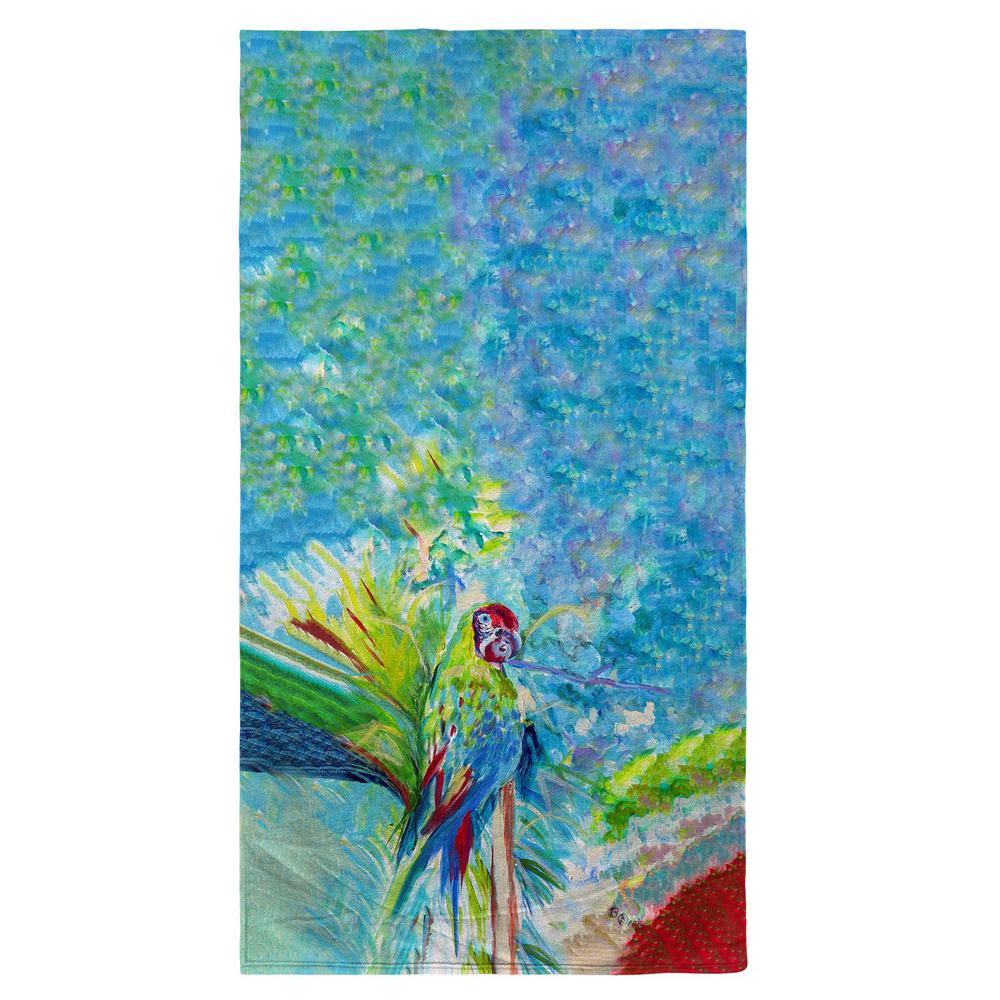 Green Parrot II Beach Towel. Picture 1