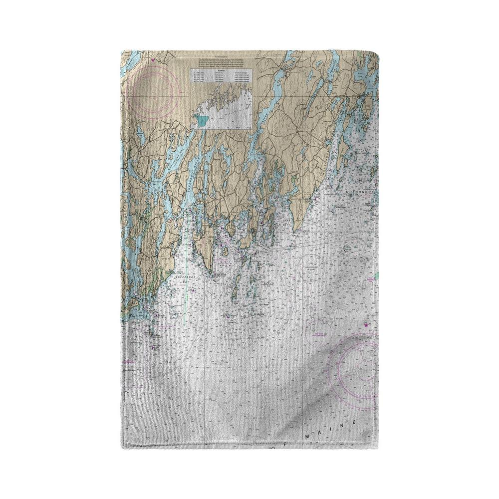 Southport - Pemaquid, ME Nautical Map Beach Towel. Picture 1