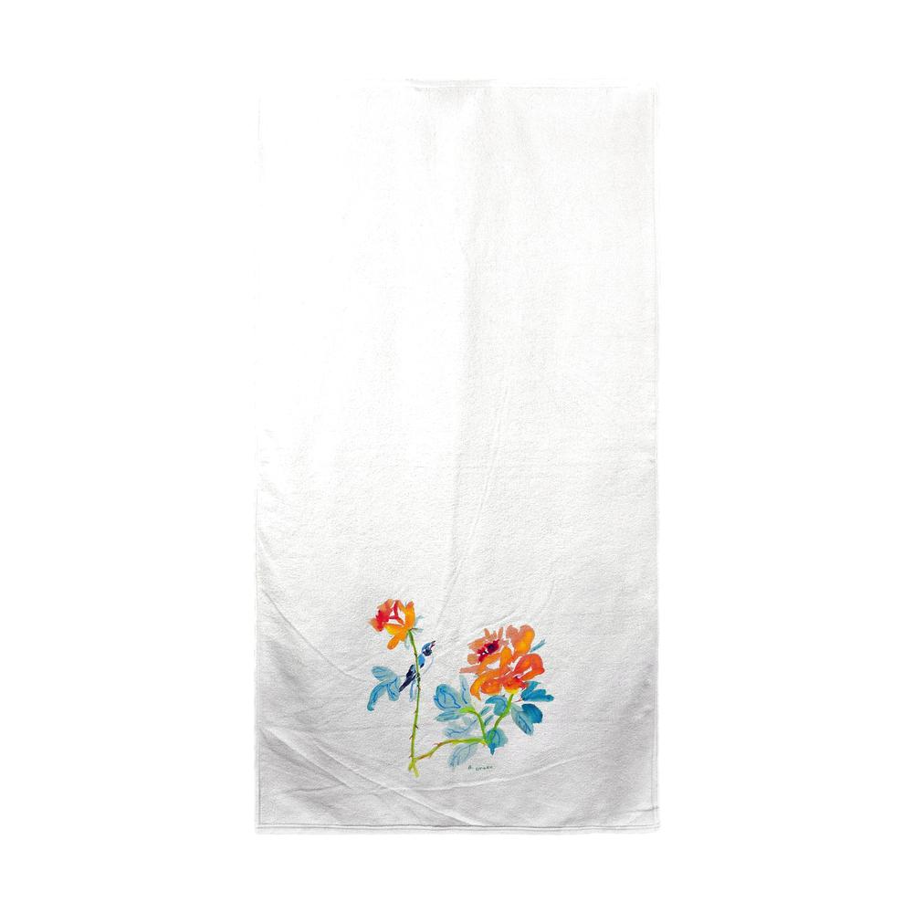 Bird & Roses Beach Towel. Picture 1