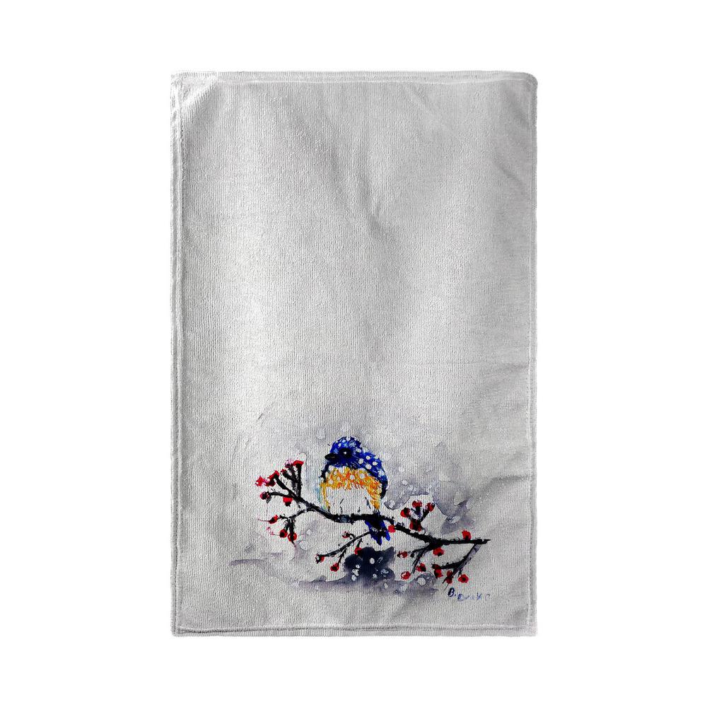 Blue Bird & Snow Beach Towel. Picture 1