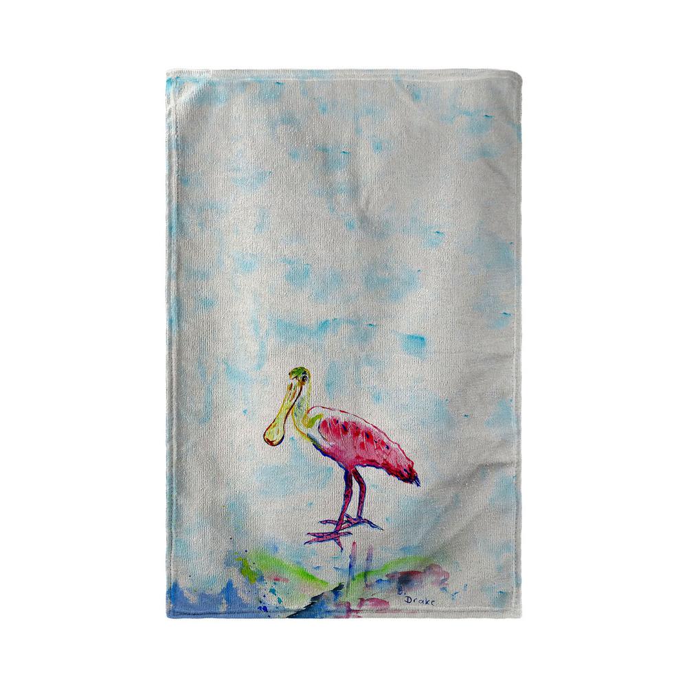 Betsy's Pink Spoonbill Beach Towel. Picture 1