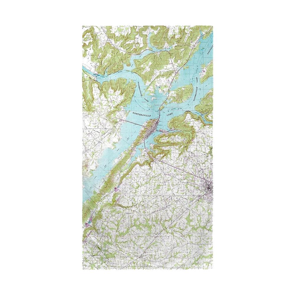 Lake Guntersville, AL Nautical Map Beach Towel. Picture 1