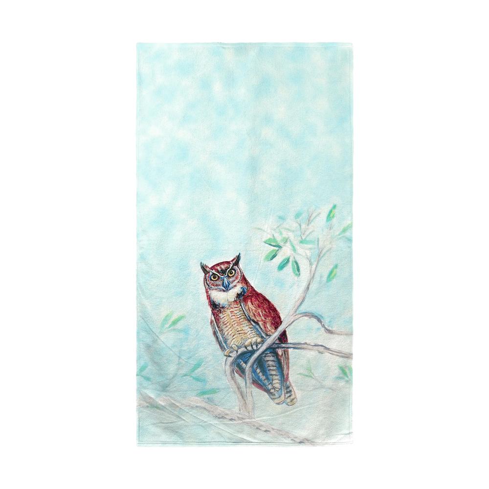 Owl in Teal Beach Towel. Picture 1