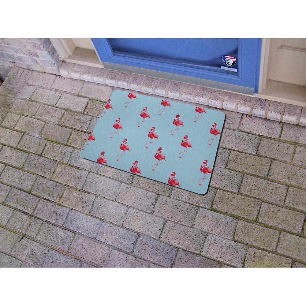 Flamingo Santa Floor Mat 18x26. Picture 2