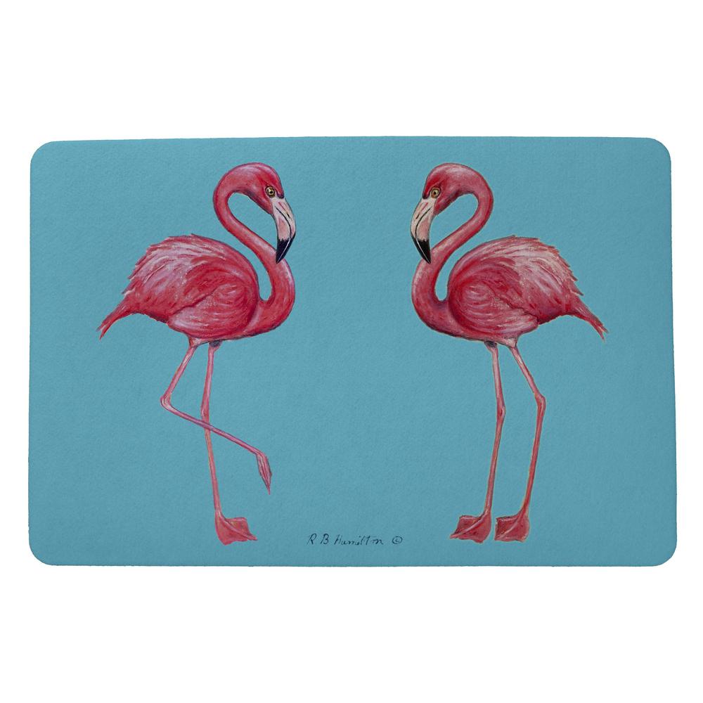 Flamingos - Turquoise Door Mat 18x26. Picture 1