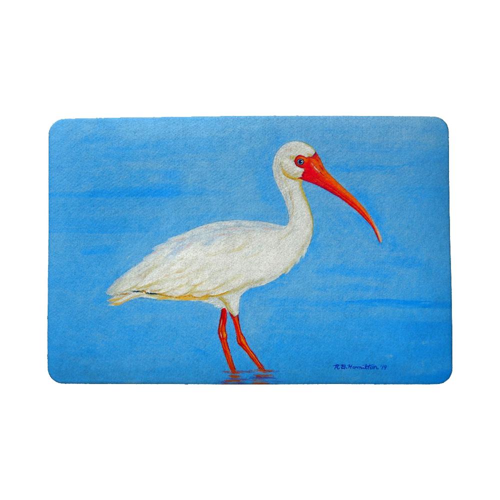 Posing White Ibis Door Mat 18"x26". Picture 1