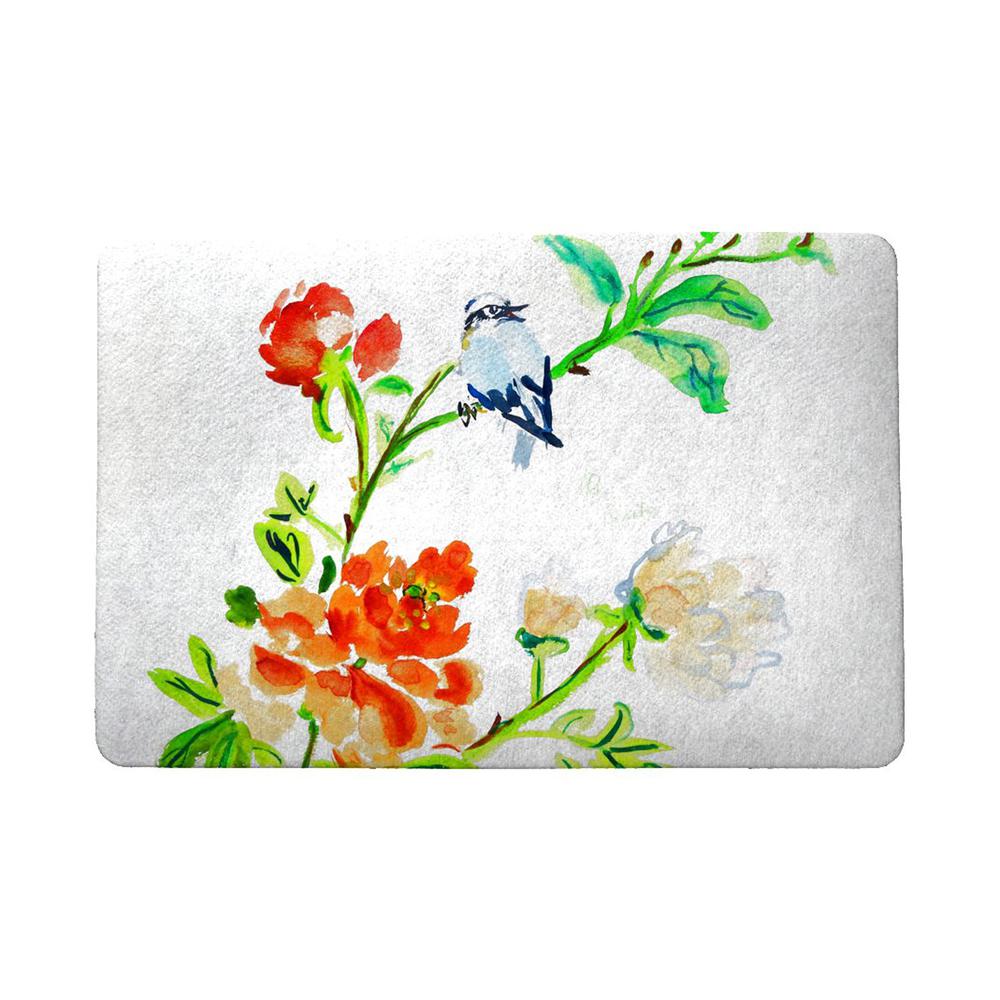 Blue Bird & Flowers Door Mat 18x26. Picture 1