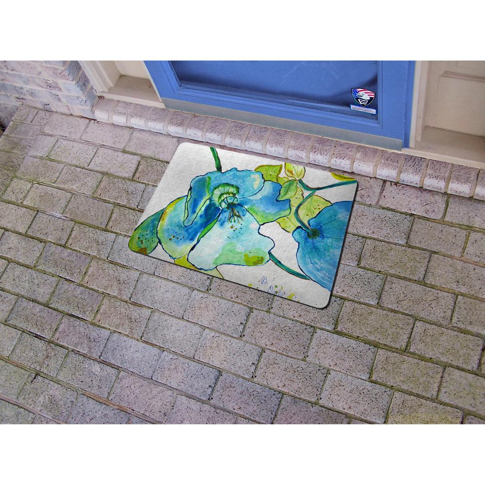 Blue Hibiscus Door Mat 18x26. Picture 2